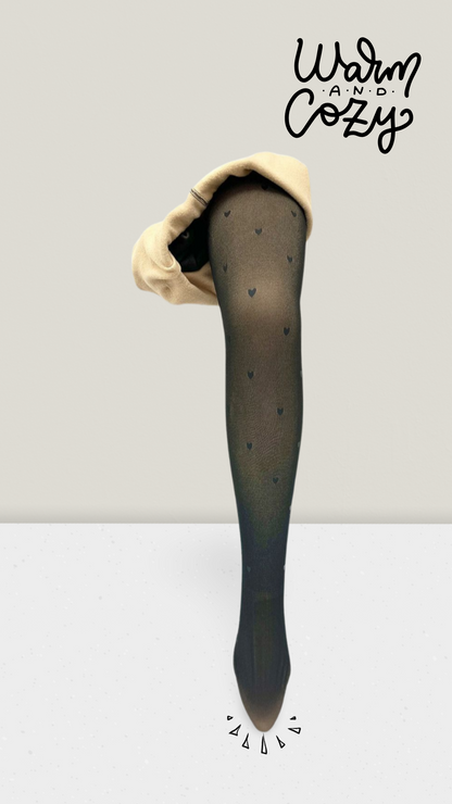 Thermo-Strumpfhose mit Herz-Muster
