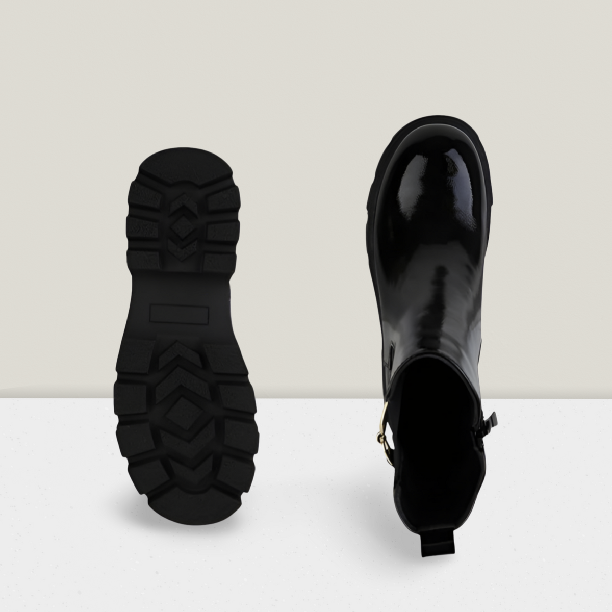 Lack-Optik Stiefeletten