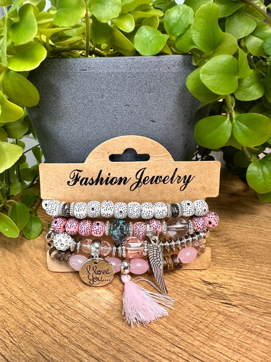 Boho-Perlenarmband-Set mit Charms - in 2 Varianten