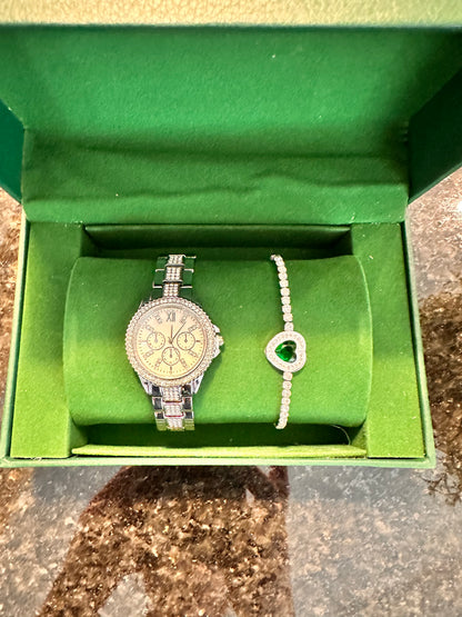 Luxuriöses Uhren-Set mit Armband - Silber