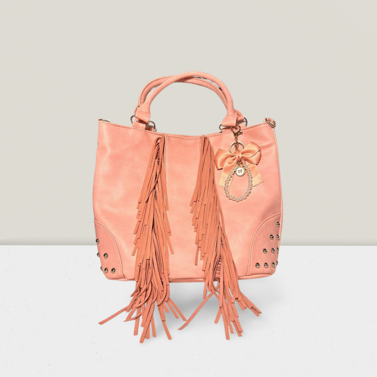 Stylische Boho-Tasche in Schwarz und Rosa