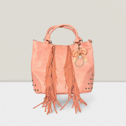 Stylische Boho-Tasche in Schwarz und Rosa