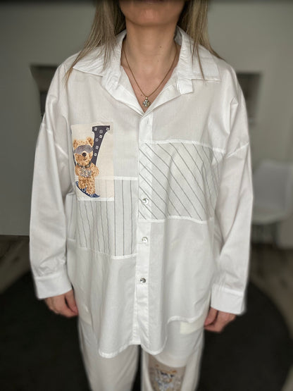 Patchwork-Bärchenbluse – Cozy trifft Cool! 🐻✨