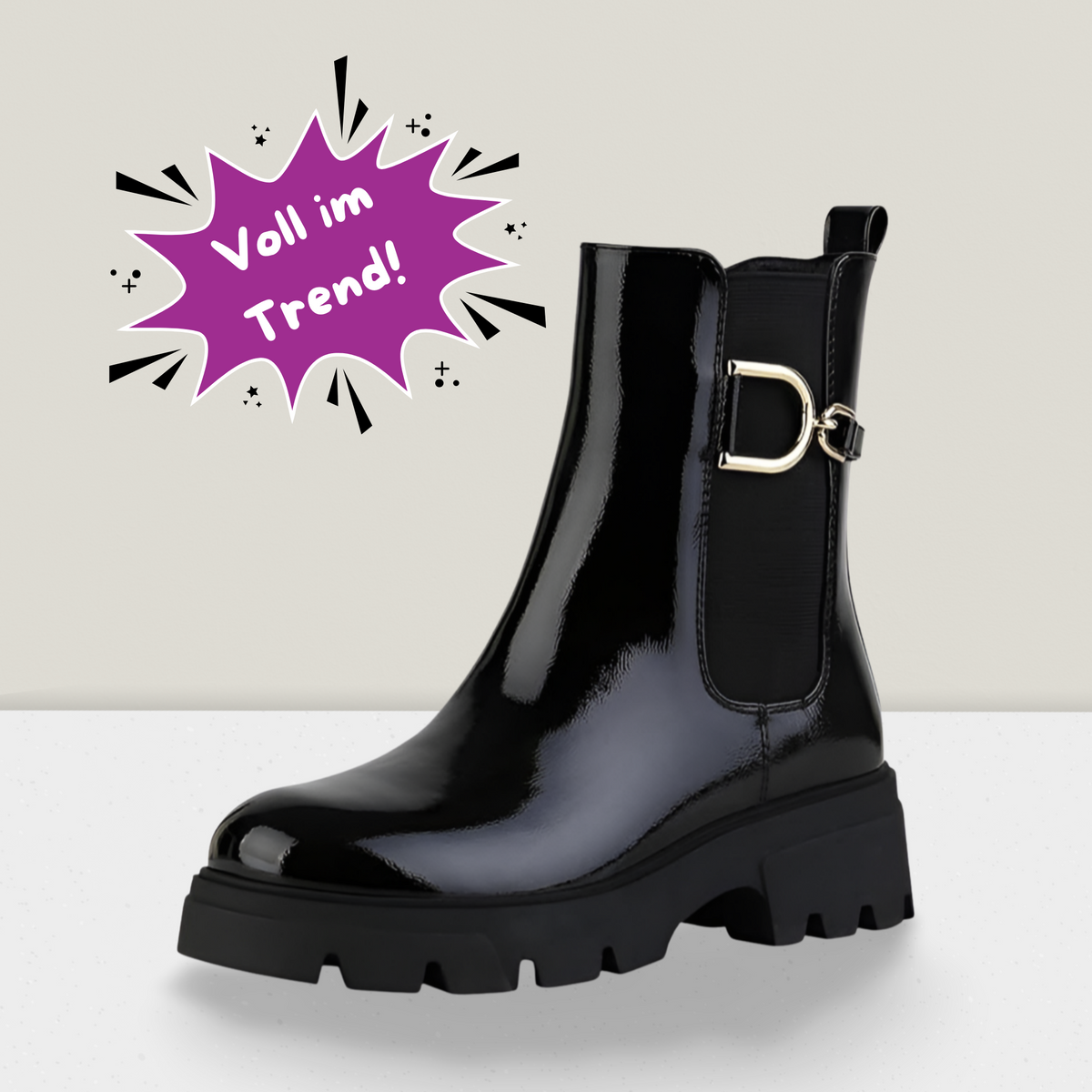 Lack-Optik Stiefeletten